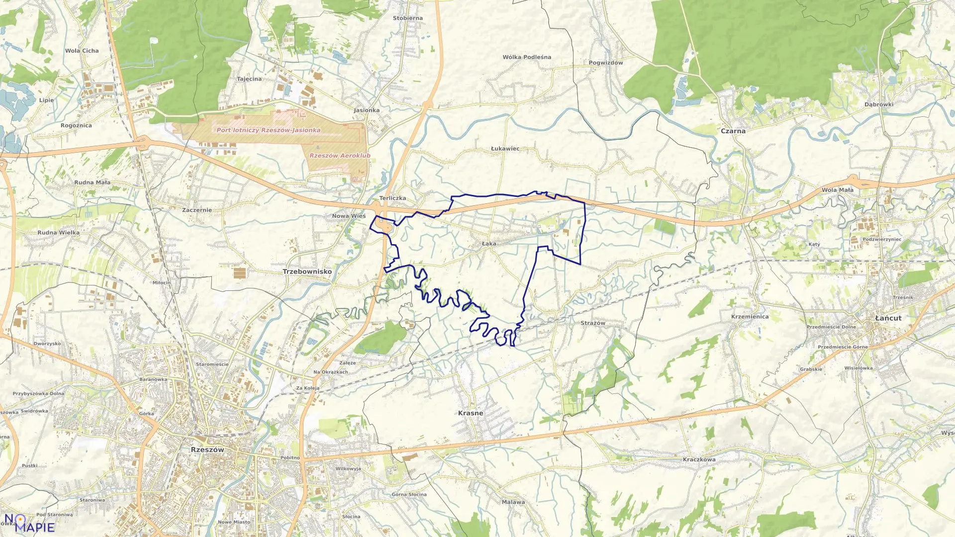 Mapa obrębu Łąka w gminie Trzebownisko
