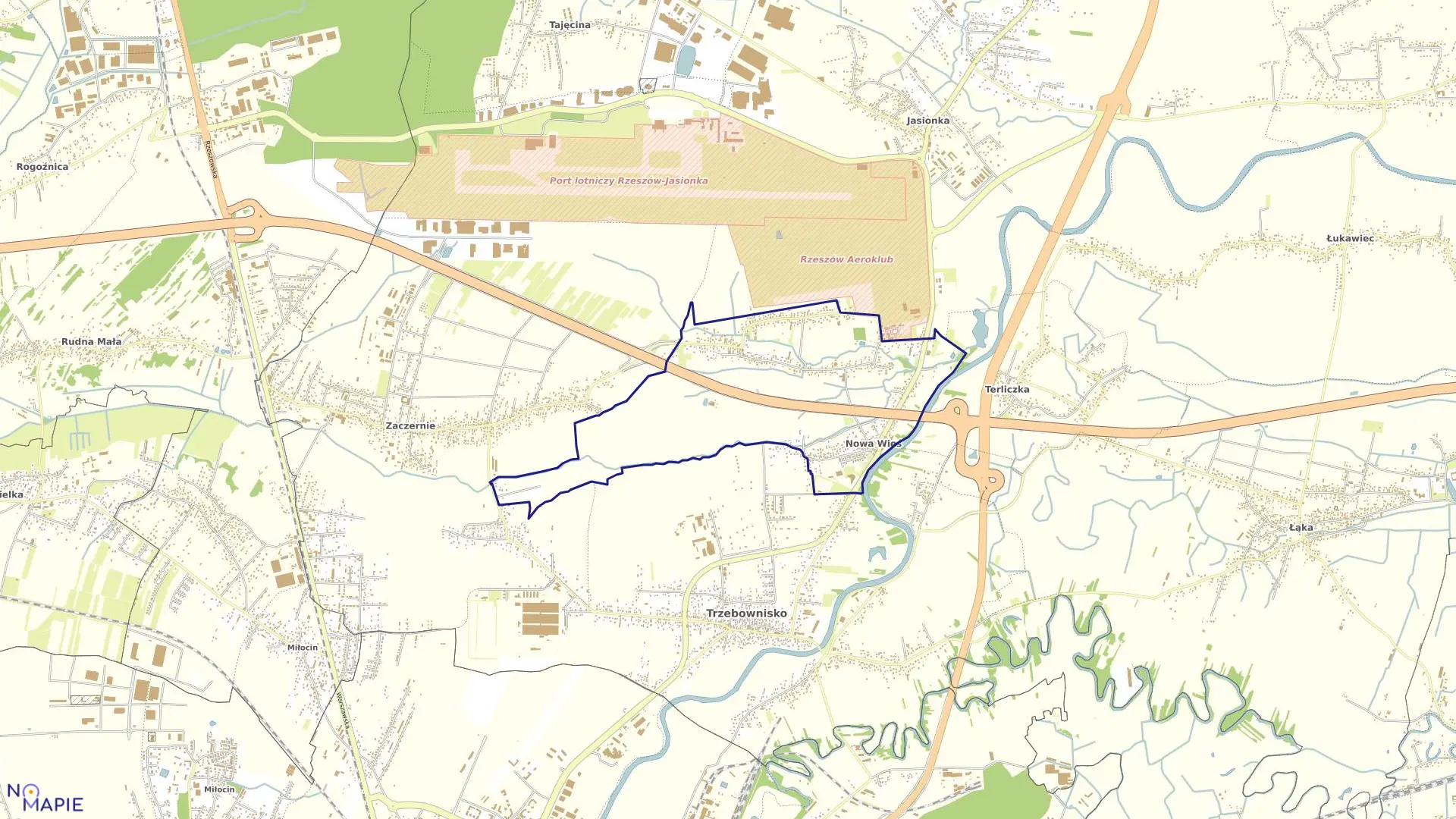 Mapa obrębu Nowa Wieś w gminie Trzebownisko