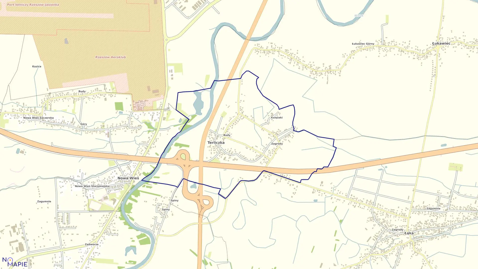 Mapa obrębu Terliczka w gminie Trzebownisko